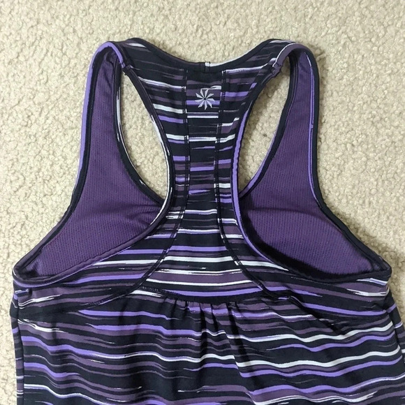 Athleta Racerback Tank Top w/ Built in Bra | Color: Black/Purple | Size: XXS - Picture 4 of 8